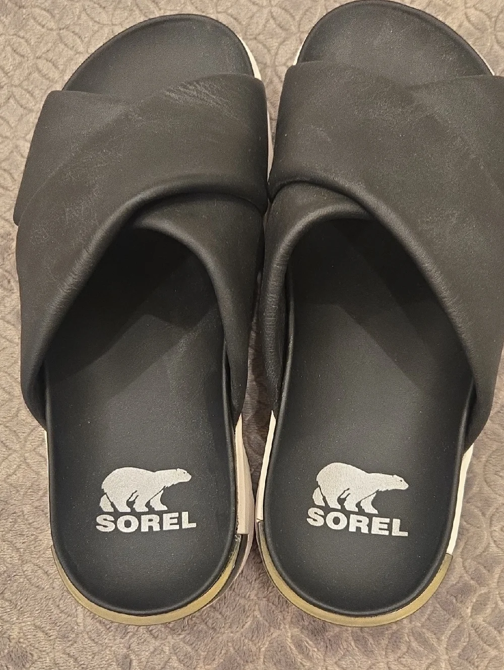 Women's Sorel Black Vibe Crisscross Platform Slide Sandals NEW Size 7.5 - Picture 2 of 4